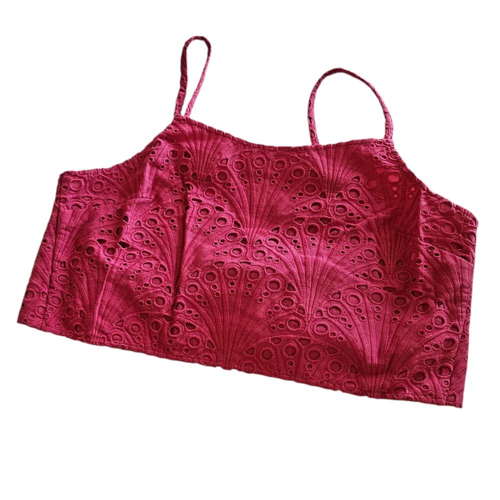 Andie The Santiago Crop Top Pink Rosette Women's Size Large‎ Spring Summer Vacay